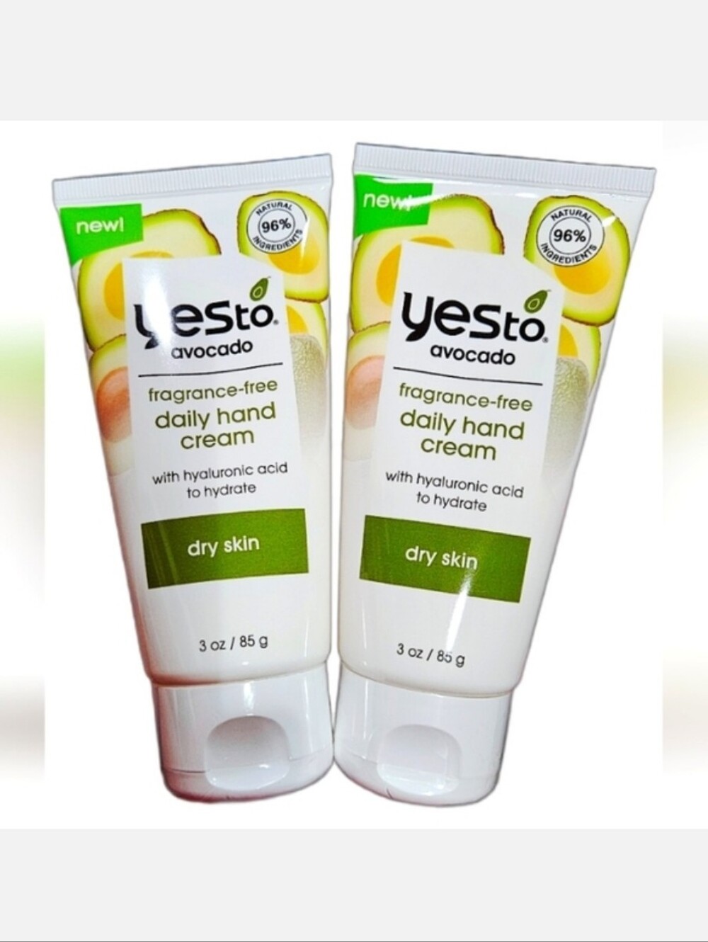 NWT 》2×《 YES TO AVACADO FRAGRANCE-FREE DAILY HAND CREAMS 3oz FOR DRY SKIN!
